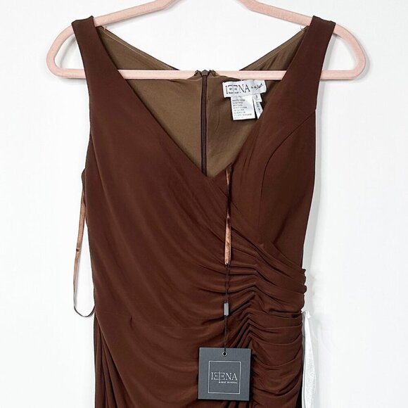 NWT Ieena for Mac Duggal Sleeveless Evening Slit Maxi Dress 8 Chocolate #8067 - Picture 5 of 10